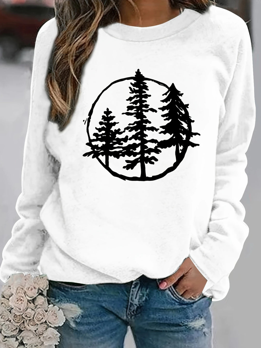 Damen Sweatshirt mit coolem Naturmotiv und lässigem Schnitt Drune