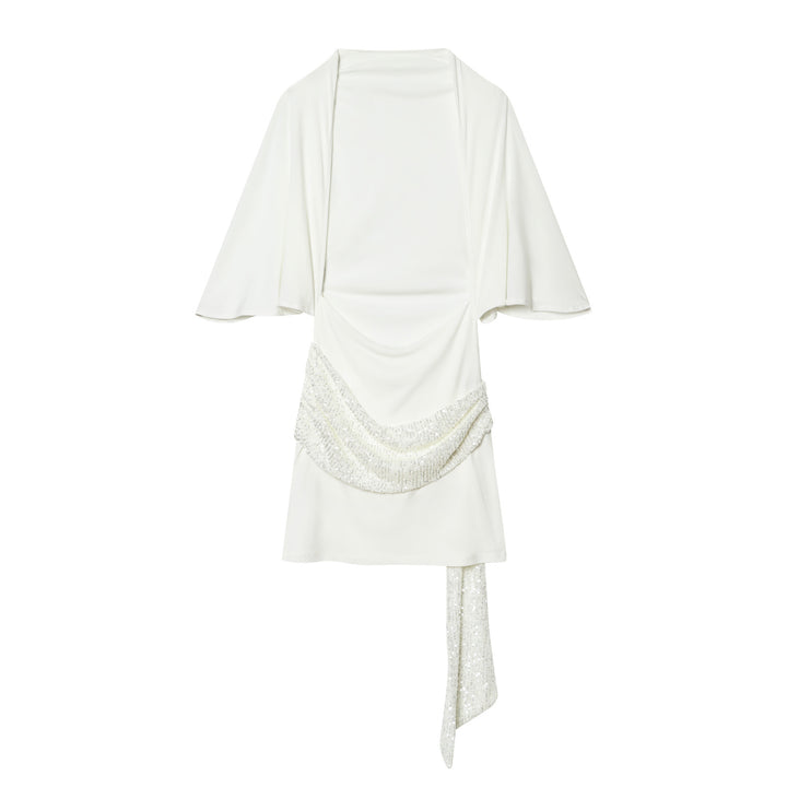 Damen elegantes Oberteil mit geschwungenem Saum und funkelnden Applikationen Drune