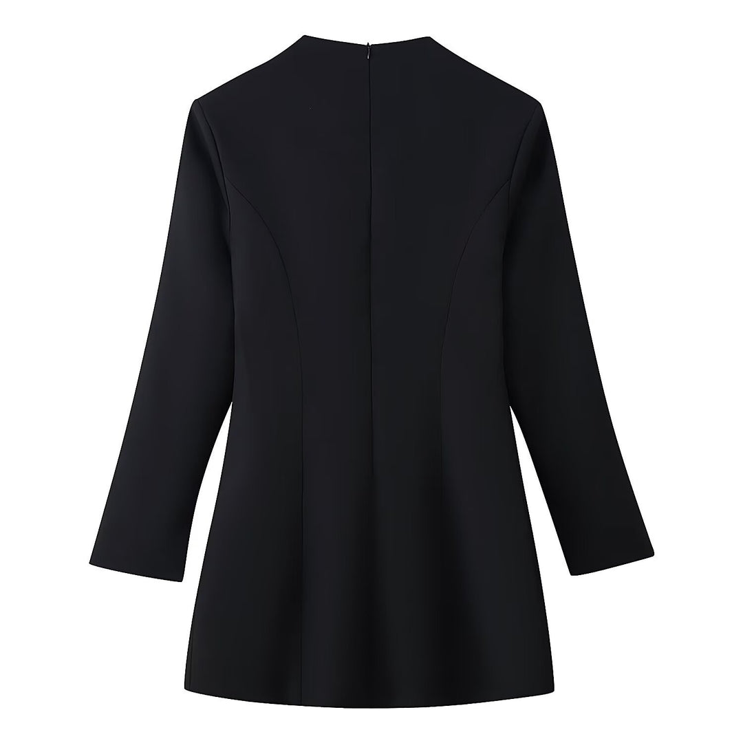 Damen Longline‑Tunika mit zentraler Schlüsselöffnung und Schmuckknöpfen Drune