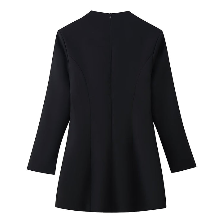 Damen Longline‑Tunika mit zentraler Schlüsselöffnung und Schmuckknöpfen Drune