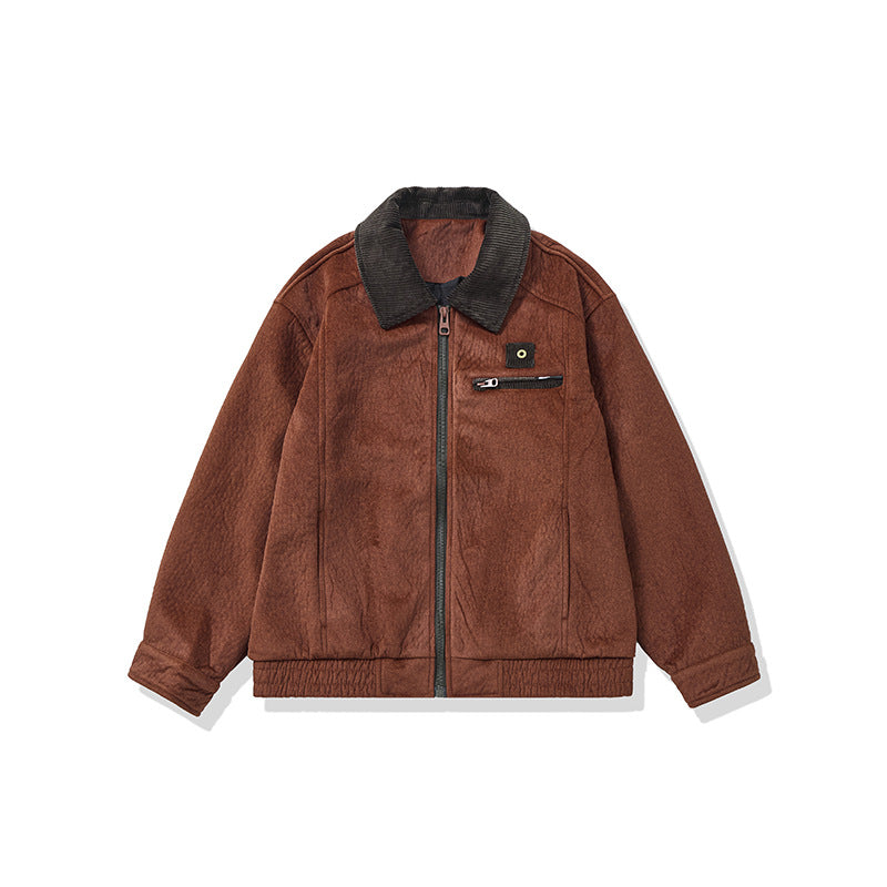 Herren Kurz geschnittener Fleece‑Blouson mit Cordkragen und Sicherheitsbrusttasche Drune