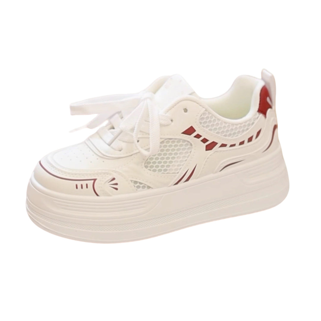 Damen Moderne Plateau-Sneaker mit metallic-Optik und dämpfender EVA-Zwischensohle Drune