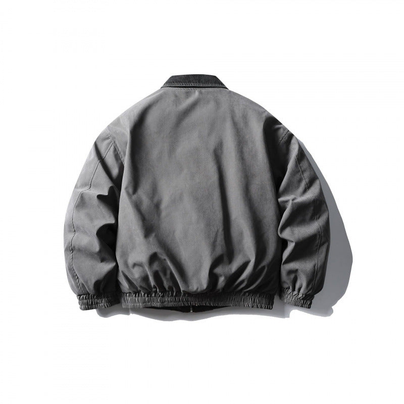 Herren Boxy-Canvas-Blouson mit Cordkragen, verdeckter Reißverschluss und elastischem Saum Drune