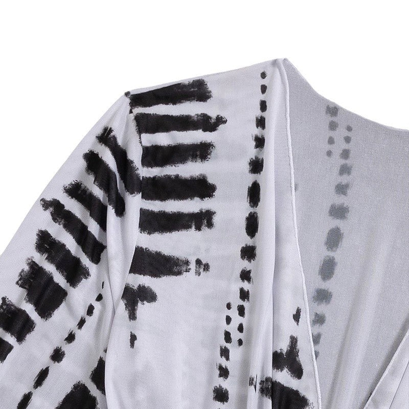 Damen Strandkleid mit tiefem V-Ausschnitt und verstellbaren Rüschendetails Drune