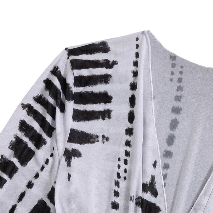 Damen Strandkleid mit tiefem V-Ausschnitt und verstellbaren Rüschendetails Drune