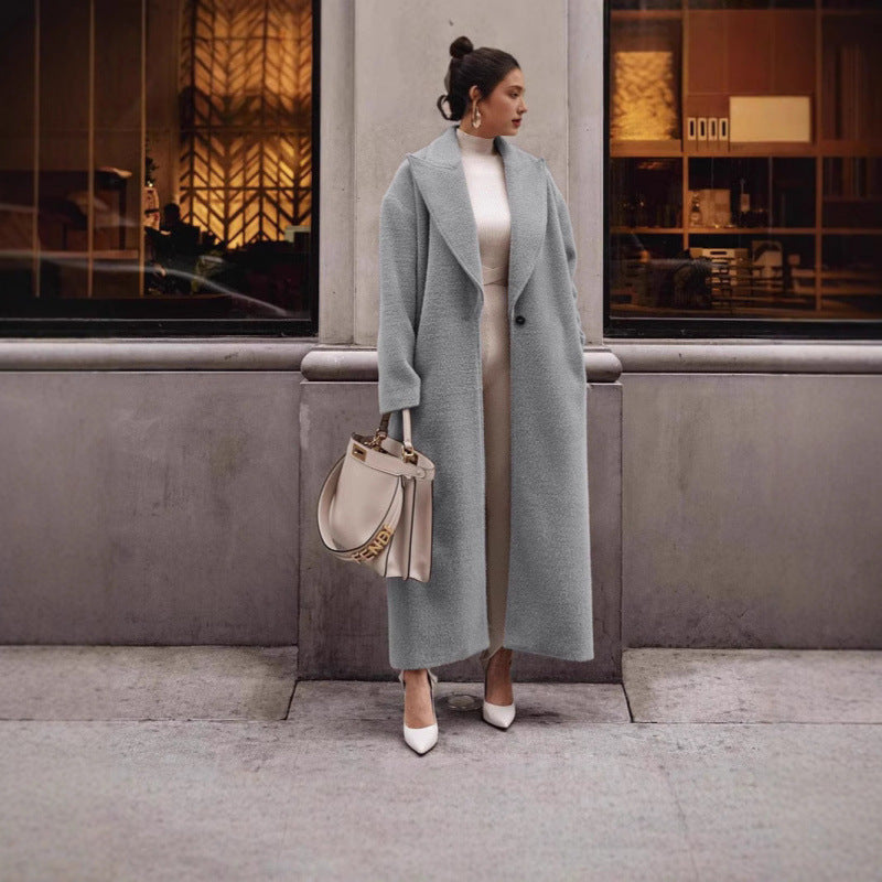 Damen Luxuriöser Wollmantel mit strukturiertem Design und klassischem Kragen Drune