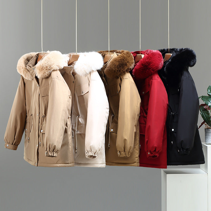 Damen Isolierte Winterjacke mit abnehmbarem Kunstpelzkragen und großzügigen Taschen Drune