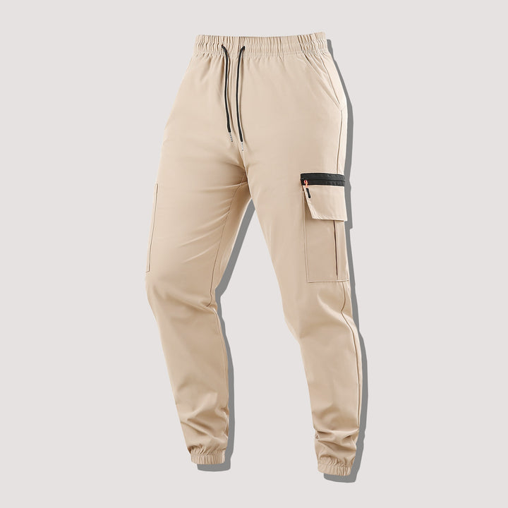 Herren Utility-Cargo-Jogginghose mit Kordelzug, Reißverschluss-Beintasche & elastischen Bündchen Drune
