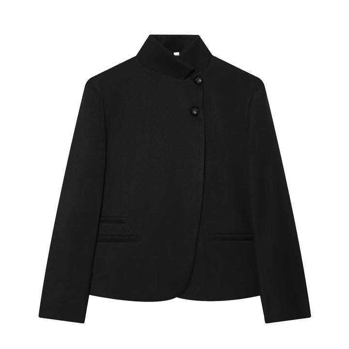 Damen Kurzer Blazer mit Stehkragen, verdeckter Knopfleiste und taillierter Silhouette Drune