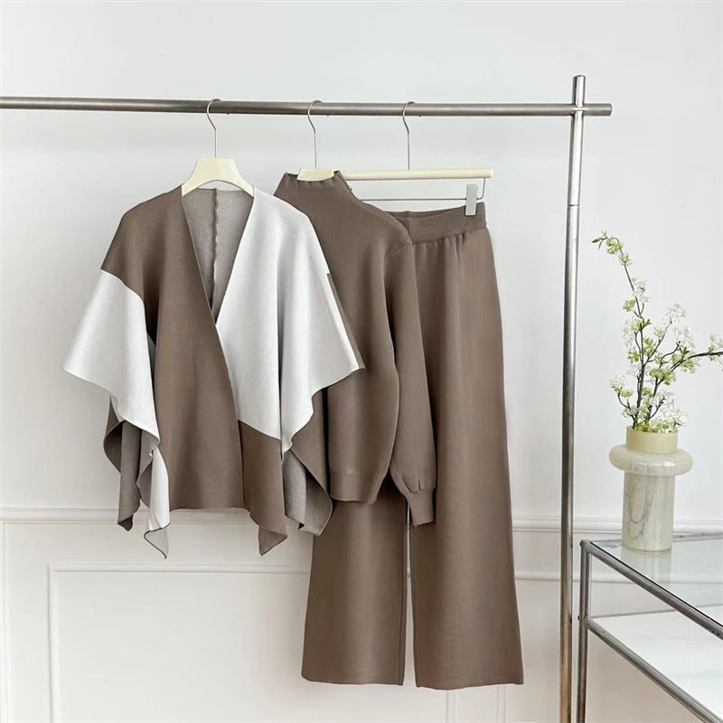 Damen modisches Strick-Loungewear-Set mit asymmetrischem Design Drune