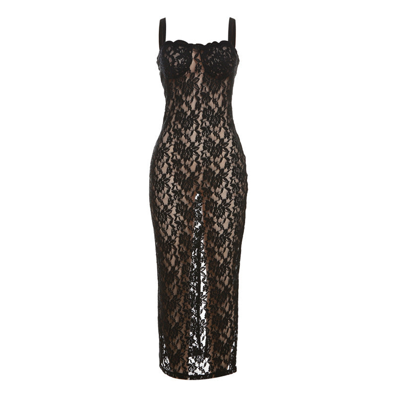 Damen Spitzen-Maxikleid mit verführerischem Design Drune