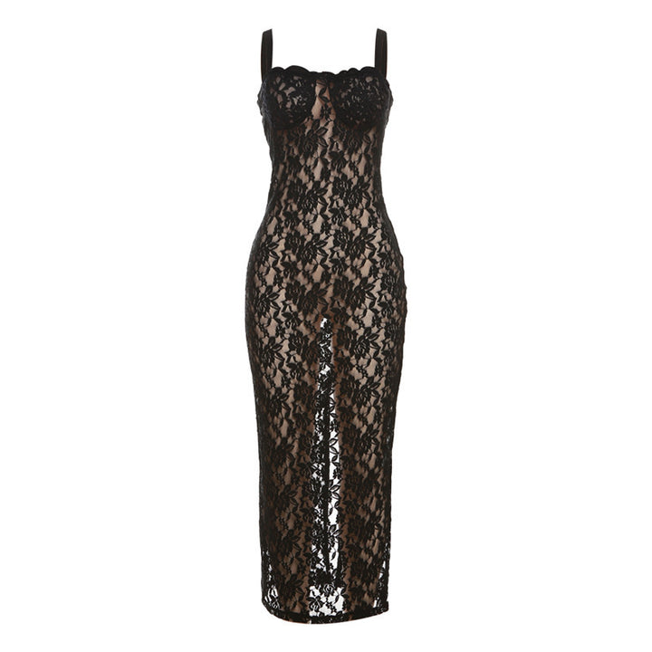 Damen Spitzen-Maxikleid mit verführerischem Design Drune