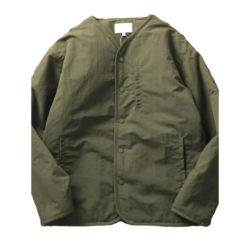Herren Leicht wattierte Thermo-Linerjacke mit Druckknopfverschluss und gerundetem Saum Drune