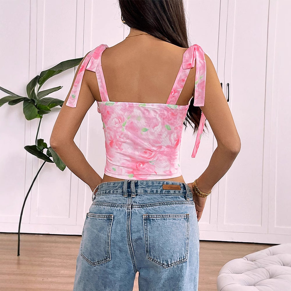 Damen Top mit verspielten Knoten und Drapierung Drune