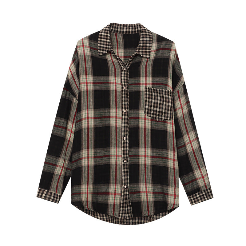 Damen lässige Karohemdjacke aus weich fließendem Material Drune