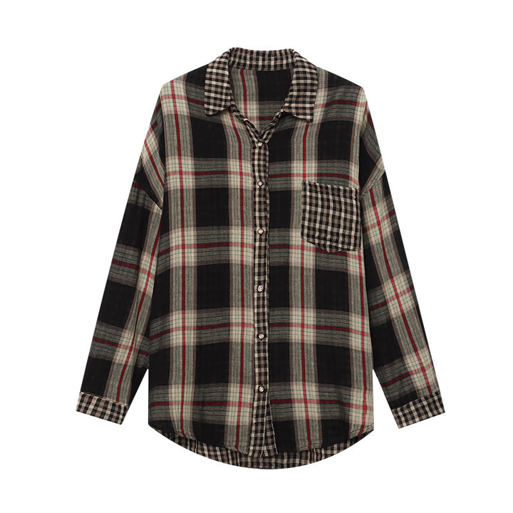Damen lässige Karohemdjacke aus weich fließendem Material Drune