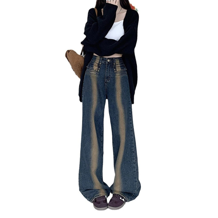 Damen Weit geschnittene Jeans mit detailreicher Knopfgestaltung Drune