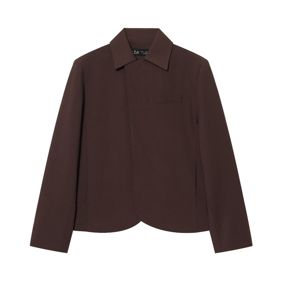 Damen Kurzer taillierter Blazer mit verdeckter Knopfleiste und geschwungenem Saum Drune