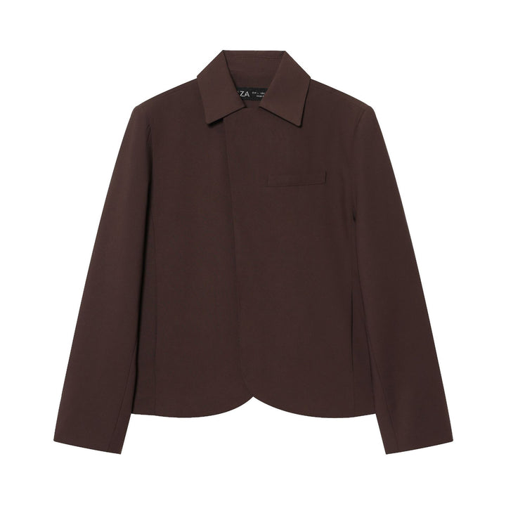Damen Kurzer taillierter Blazer mit verdeckter Knopfleiste und geschwungenem Saum Drune