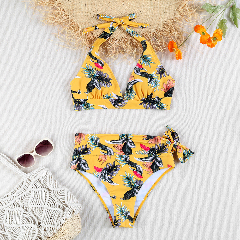 Damen Triangel-Bikini mit verstellbaren Bindebändern und floralem Design Drune