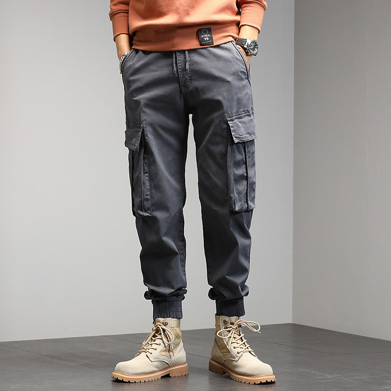 Herren Cargo-Jogginghose im Utility-Style mit Tunnelzugbund, Multifachtaschen und gerippten Bündchen Drune