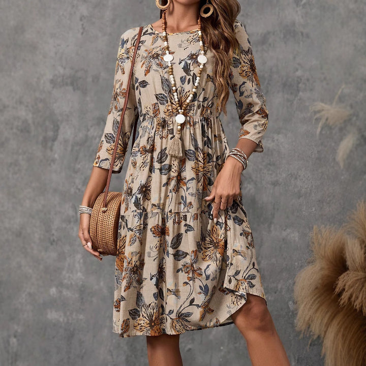 Damen Midikleid mit lockerem Schnitt und floralen Mustern Drune