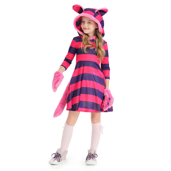 Mädchen Kapuzenkleid mit tierischen Ohren und verspielten Details Drune