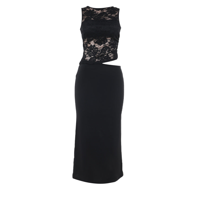 Damen Elegantes Spitzen-Maxi-Kleid mit figurformendem Design Drune