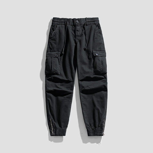 Herren Twill-Cargo-Jogger mit elastischem Komfortbund, Mehrfachklapptaschen und Reißverschluss-Knöchel Drune