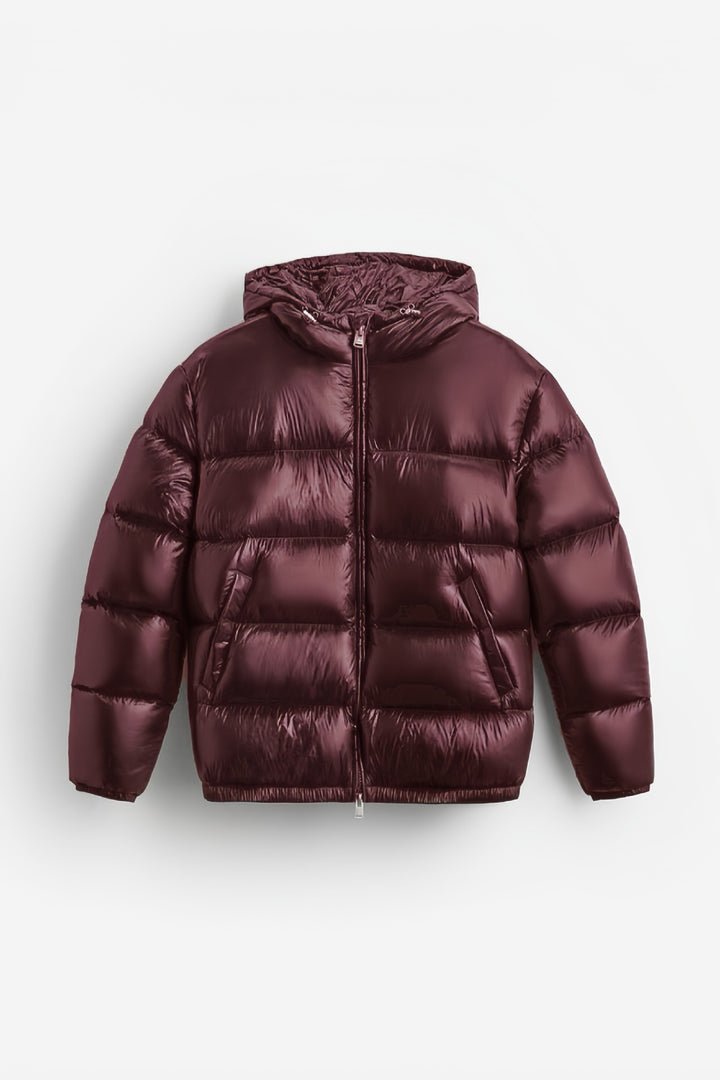 Damen Steppjacke mit glänzender Oberfläche und verstellbarem Kapuzenbereich Drune