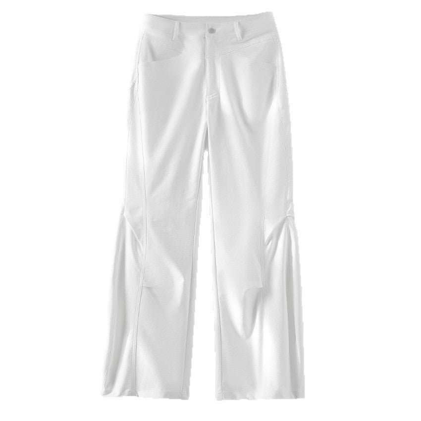 Damen Weite High‑Waist-Hose mit eingesetztem Beinschlitz und markanten Eingrifftaschen Drune