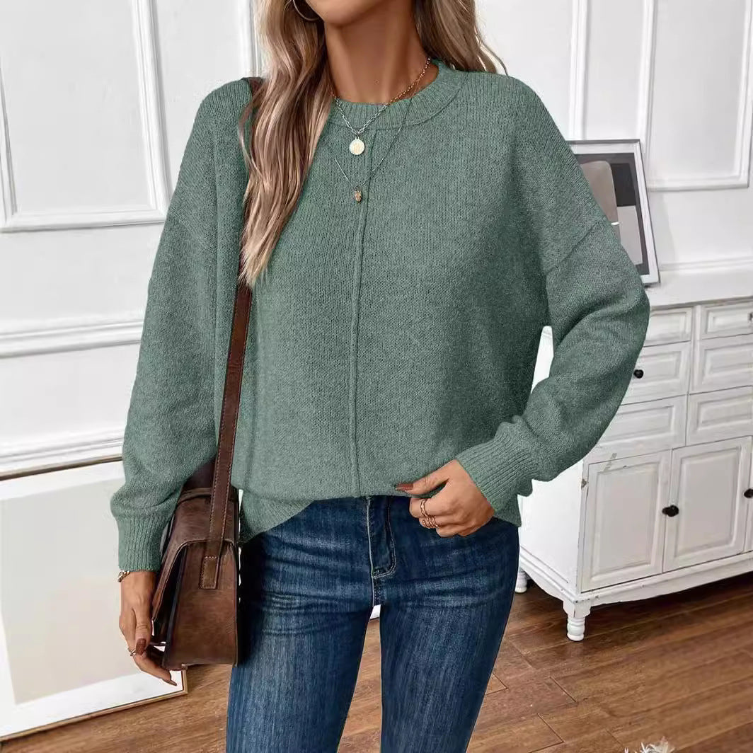 Damen legerer Strickpullover mit überschnittenen Schultern Drune