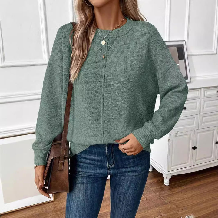 Damen legerer Strickpullover mit überschnittenen Schultern Drune