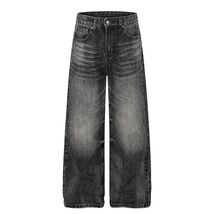 Damen Hochgeschnittene weite Palazzo-Jeans mit Used-Effekt Drune