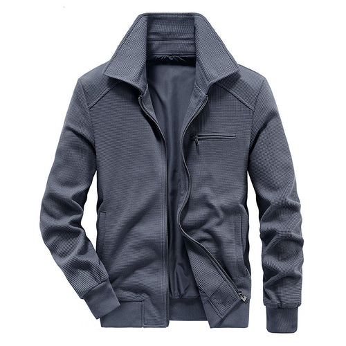 Herren Waffelstrick-Blouson mit Stehkragen, Reißverschluss und Brusttasche Drune