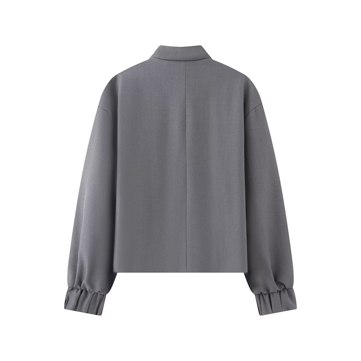 Damen Kurze Boxy‑Jacke mit Stehkragen und Knotenverschluss-Details Drune