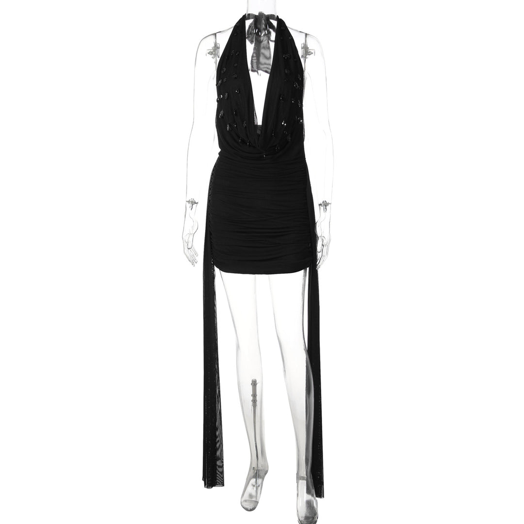 Damen Mini-Kleid mit raffiniertem Drapé und tiefem V-Ausschnitt Drune