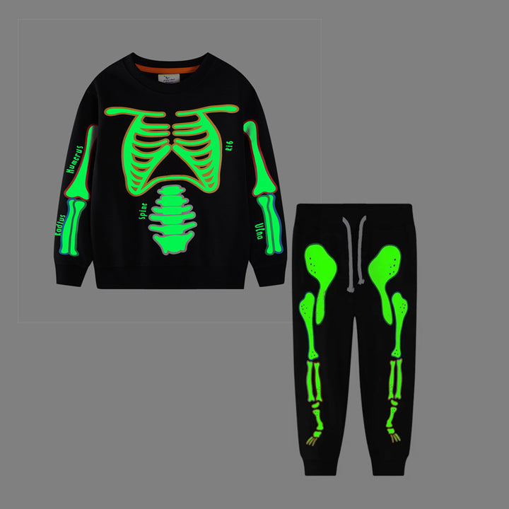 Herren Freizeit-Jogginghose mit leuchtendem Skelett-Design Drune