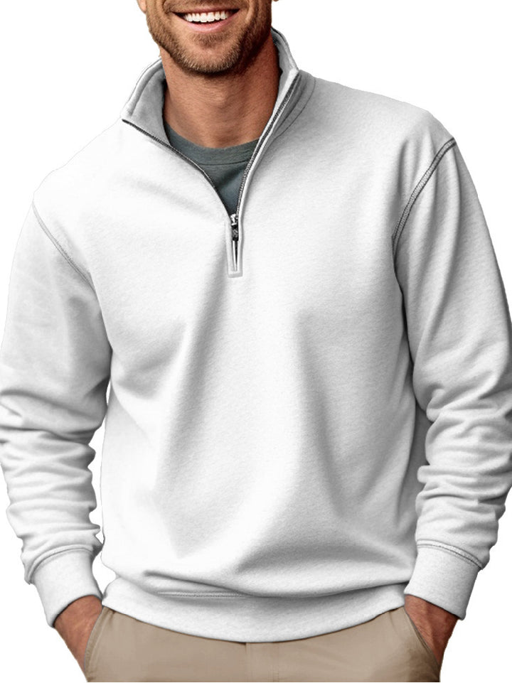 Herren nan Halbzip-Sweatshirt mit Stehkragen und weichem Fleece-Innenfutter Drune
