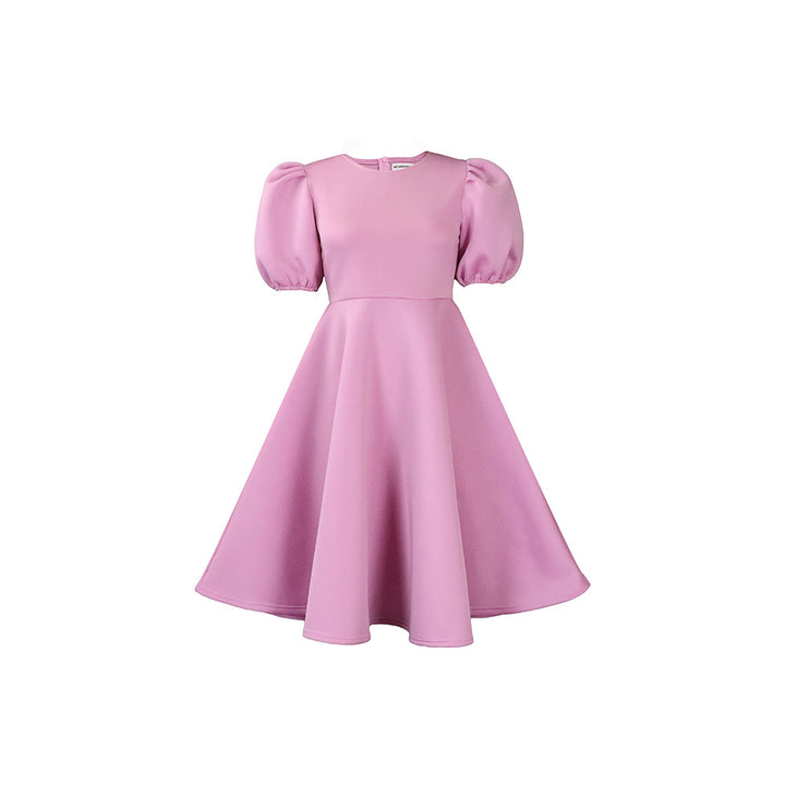 Damen Midikleid mit voluminösen Puffärmeln und schwingendem Rock Drune