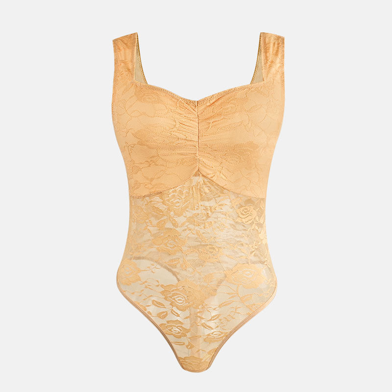 Damen Spitzen-Bodysuit mit floralem Design und konturierendem Schnitt Drune
