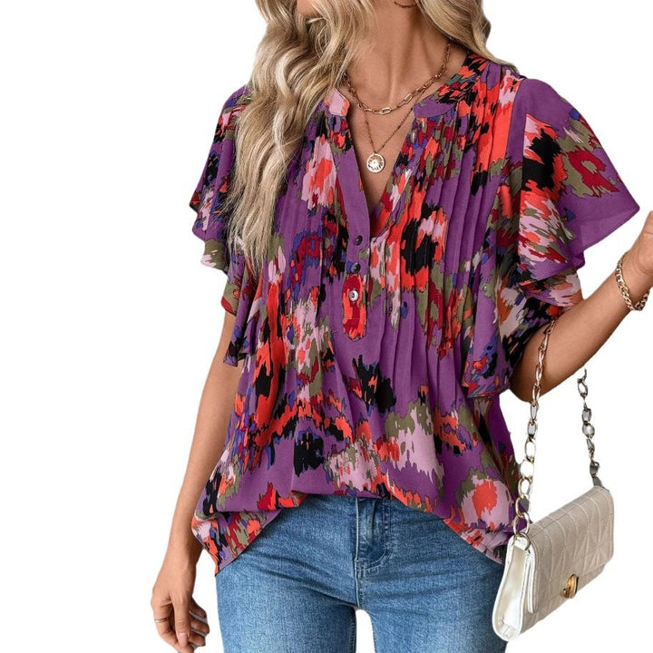 Damen Bluse mit Rüschenelementen und strukturiertem Design Drune