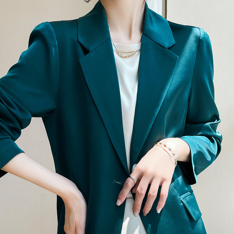 Damen Leichttaillierter Longblazer mit Knopfverschluss und Flap‑Taschen Drune