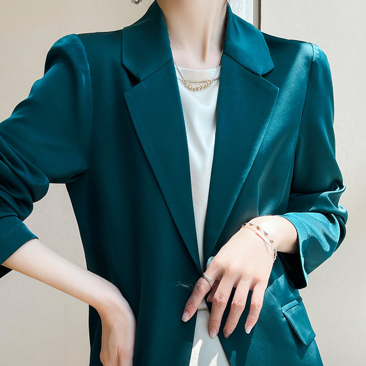 Damen Leichttaillierter Longblazer mit Knopfverschluss und Flap‑Taschen Drune