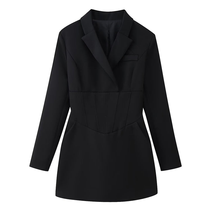 Damen Tailliertes Blazerkleid mit Korsettnaht und Reverskragen Drune