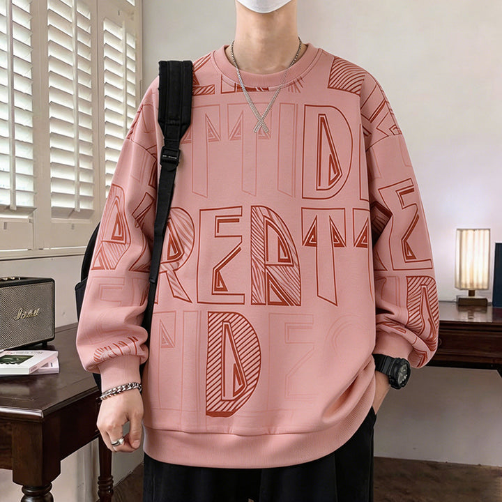 Herren Oversized-Sweatshirt mit großflächigem Lettering-Print und geripptem Saum Drune