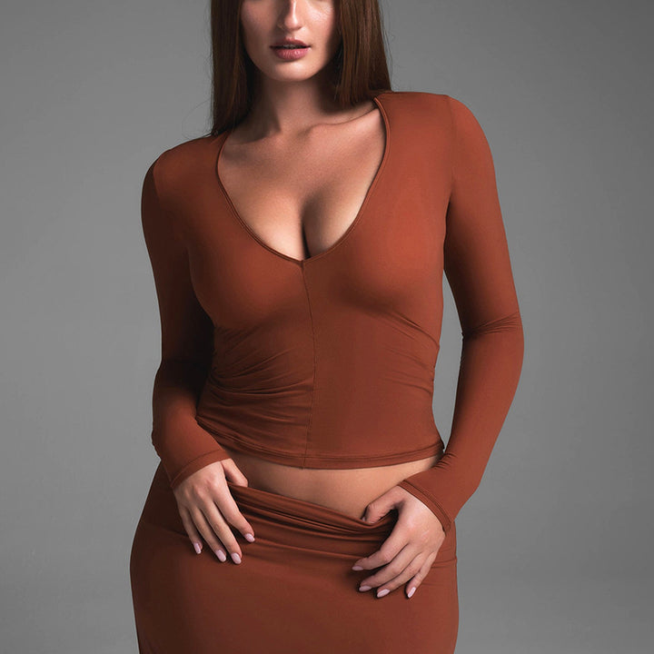 Damen Elegante Langarm-Top Drune