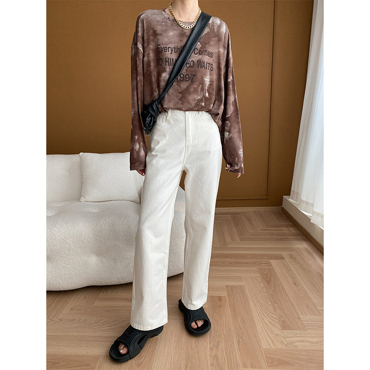 Damen Hochtaillierte Jeans mit weitem Bein und nachhaltigem Baumwollmix Drune