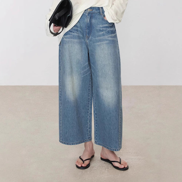 Damen Weit geschnittene Jeans mit hohem Bund Drune