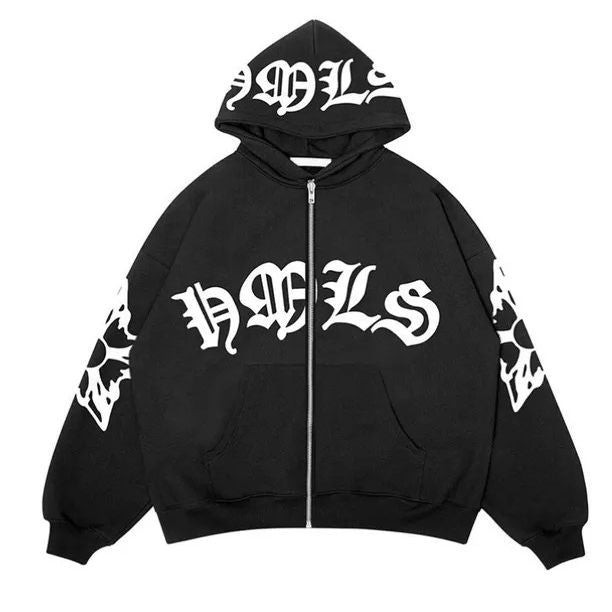 Damen Kapuzenjacke mit auffälligem Schriftzug und praktischen Taschen Drune
